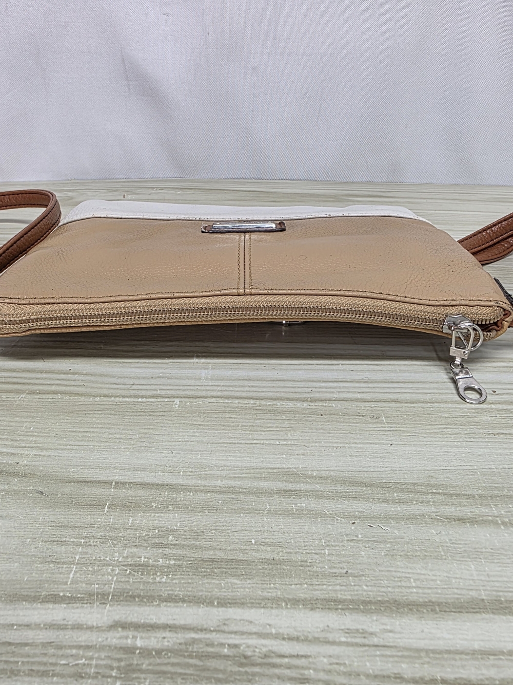 3/$15 Tignanello Tan and Cream Crossbody with Brown Strap - Picture 7 of 10